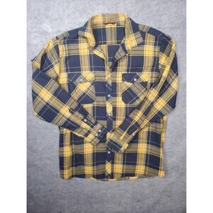 Design In Italy Unisex Size XL Yellow & Blue Plaid Flannel Shirt Grunge Skater